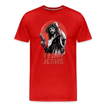Team Jesus Christ Fight Statement - Männer Premium Bio T-Shirt - Rot - Vorne - Damien (186cm)