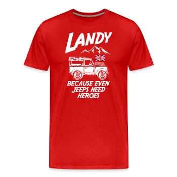 Landy parce que même les jeeps ont besoin de héros - T-shirt bio Premium Homme - rouge - Devant - Damien (186cm)