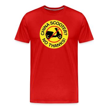 China Scooter? No Thanks! (3-color) - Men's Premium Organic T-Shirt - red - Front - Damien (186cm)