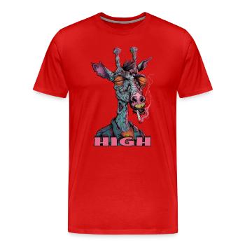 Stoner Giraffe Cannabis THC Village Kid Meilleures ventes - T-shirt bio Premium Homme - rouge - Devant - Damien (186cm)
