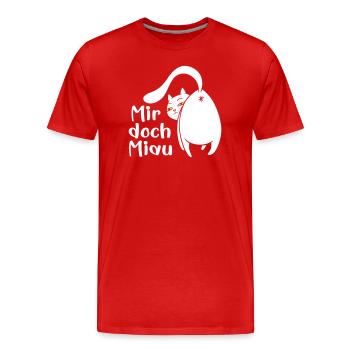 Katze lustig Miau egal lustige Sprüche Haustier - Männer Premium Bio T-Shirt - Rot - Vorne - Damien (186cm)