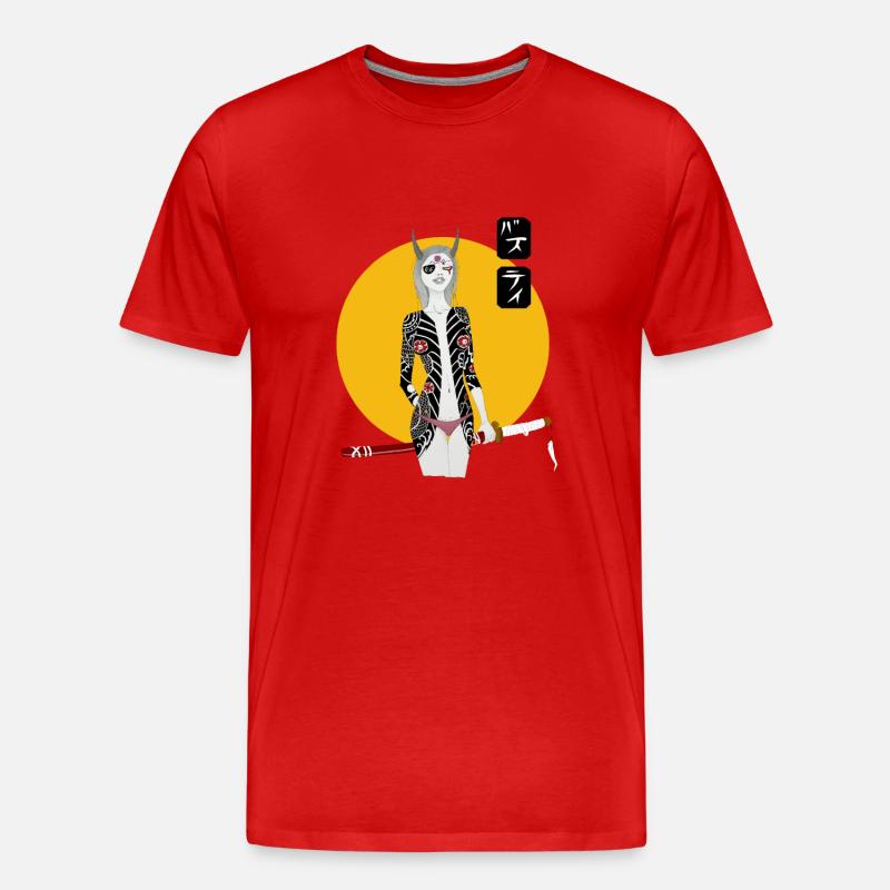 Oni Samurai - Männer Premium Bio T-Shirt - Rot