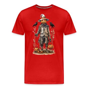 Folklore Halloween citrouille Gobelincore automne - T-shirt bio Premium Homme - rouge - Devant - Damien (186cm)