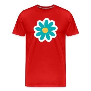 Kawaii Türkis Daisy Lächeln - Männer Premium Bio T-Shirt - Rot - Vorne - Damien (186cm)