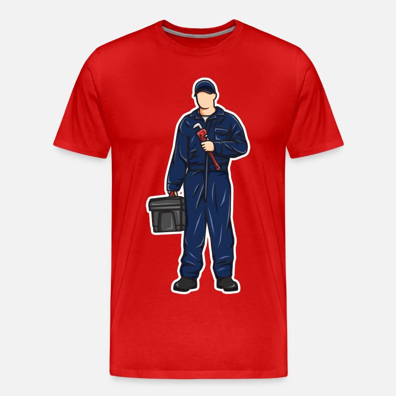 Klempner Junge - Männer Premium Bio T-Shirt - Rot