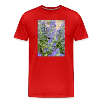 Motif adapté aux fleurs de lilas - T-shirt bio Premium Homme - rouge - Devant - Damien (186cm)