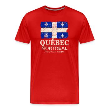 Québec Flag - Canada - Vintage Look - T-shirt bio Premium Homme - rouge - Devant - Damien (186cm)