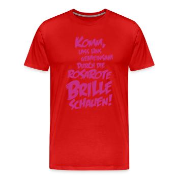 Rosarote Brille schauen - Männer Premium Bio T-Shirt - Rot - Vorne - Damien (186cm)