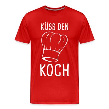 Küss den Koch - Küchenmeister - Männer Premium Bio T-Shirt - Rot - Vorne - Damien (186cm)