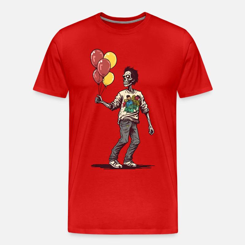 Zombie mit Luftballons - Männer Premium Bio T-Shirt - Rot