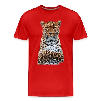 Leopard - Men's Premium Organic T-Shirt - red - Front - Damien (186cm)