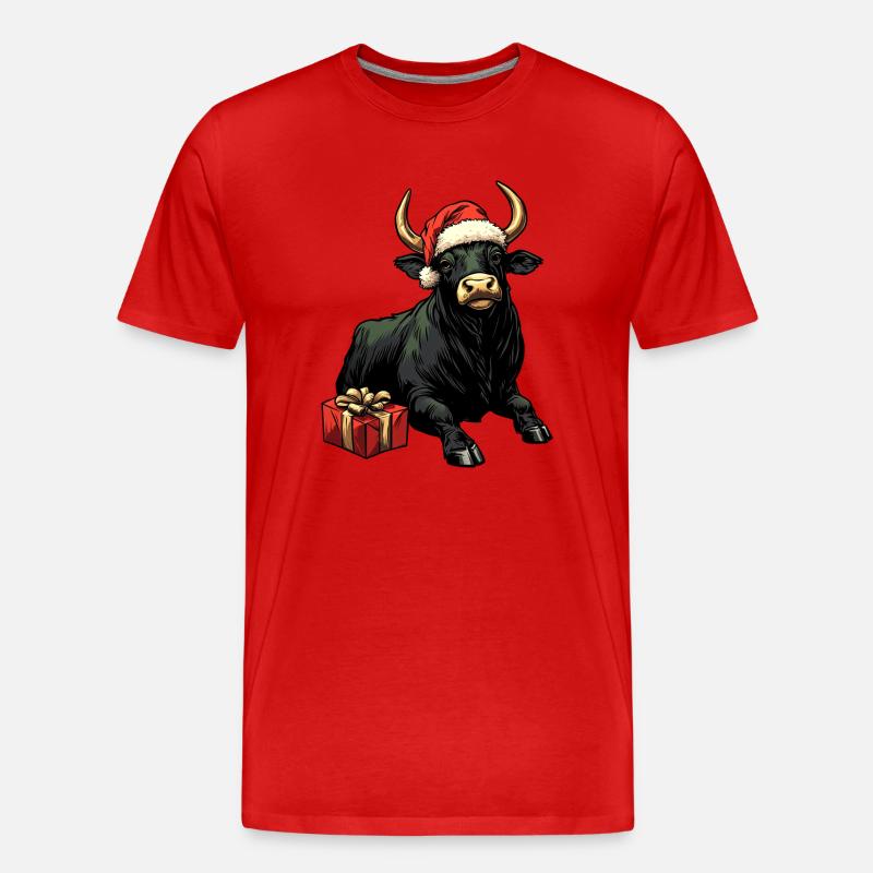 Stier Weihnachtsmann - Männer Premium Bio T-Shirt - Rot