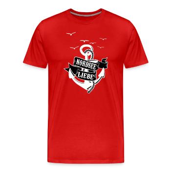 Nordsee Anker maritim - Männer Premium Bio T-Shirt - Rot - Vorne - Damien (186cm)