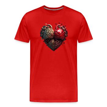 Herz gegen Verstand - Männer Premium Bio T-Shirt - Rot - Vorne - Damien (186cm)
