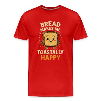 Funny Bread Saying - Men's Premium Organic T-Shirt - red - Front - Damien (186cm)