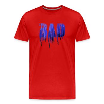 mauvais, bleu, police, graffiti, typo, pochoir - T-shirt bio Premium Homme - rouge - Devant - Damien (186cm)