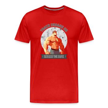 Entraînez-vous fou ou restez le même - T-shirt bio Premium Homme - rouge - Devant - Damien (186cm)