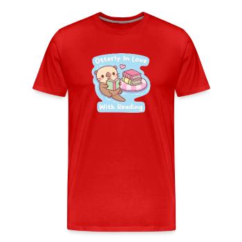 Süßer Otter mit Büchern Otterly Verliebt in das Lesen - Männer Premium Bio T-Shirt - Rot - Vorne - Damien (186cm)