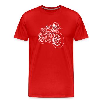Cafe Racer Motorrad 01_weiß - Männer Premium Bio T-Shirt - Rot - Vorne - Damien (186cm)