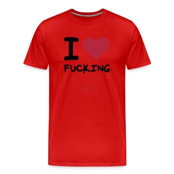 I Love Mastrubieren - Männer Premium Bio T-Shirt - Rot - Vorne - Damien (186cm)