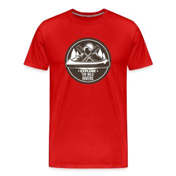 KAYAK PADDEL RUDER KANU RAFTING FLUSS SPRUCH MOTIV - Männer Premium Bio T-Shirt - Rot - Vorne - Damien (186cm)