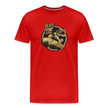 SKATE OR THE BOARDER SK8 LONGBOARDER SKATING MOTIF - Men's Premium Organic T-Shirt - red - Front - Damien (186cm)