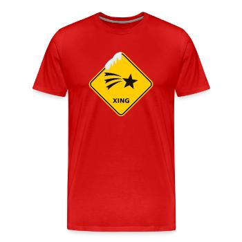 Wildwechsel "Weihnachtsstern" mit Schneekuppe - Männer Premium Bio T-Shirt - Rot - Vorne - Damien (186cm)