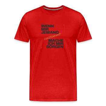 Ironisches Statement - Männer Premium Bio T-Shirt - Rot - Vorne - Damien (186cm)