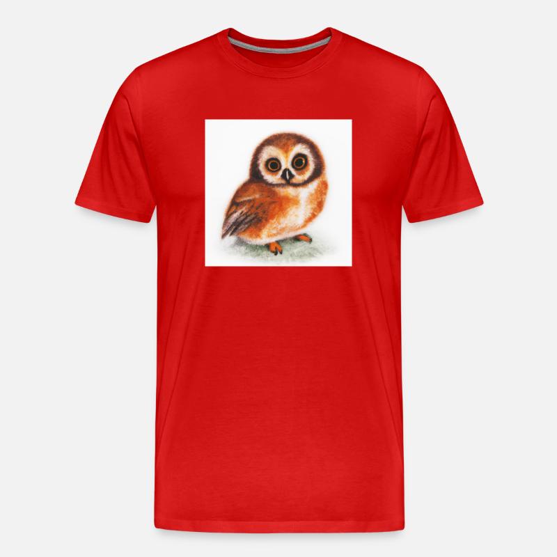 Süße Eule Aquarell - Männer Premium Bio T-Shirt - Rot