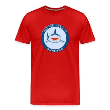Requin surf - T-shirt bio Premium Homme - rouge - Devant - Damien (186cm)