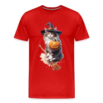 Norwegische Waldkatze - Männer Premium Bio T-Shirt - Rot - Vorne - Damien (186cm)