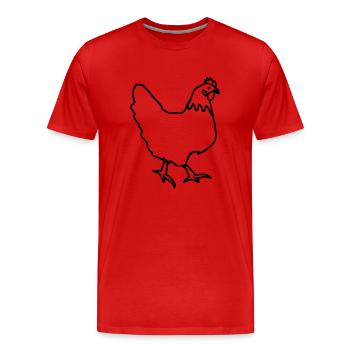 Henne Huhn Hüner - Männer Premium Bio T-Shirt - Rot - Vorne - Damien (186cm)