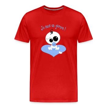 Je Suis Un Garçon - T-shirt bio Premium Homme - rouge - Devant - Damien (186cm)
