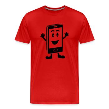 Handy smiley - Männer Premium Bio T-Shirt - Rot - Vorne - Damien (186cm)