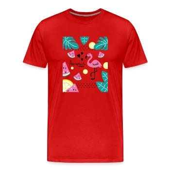 Summer Vibes - Männer Premium Bio T-Shirt - Rot - Vorne - Damien (186cm)