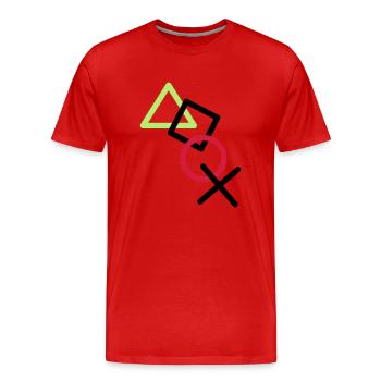 X square triangle icons controller game circle lo - Men's Premium Organic T-Shirt - red - Front - Damien (186cm)
