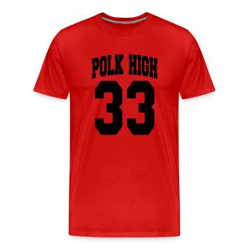 Geek Humor - POLK HIGH (Vector 1c) - T-shirt bio Premium Homme - rouge - Devant - Damien (186cm)