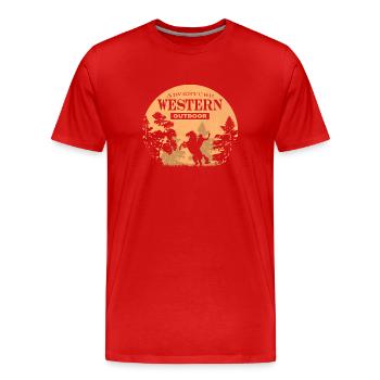 Western Rider - Männer Premium Bio T-Shirt - Rot - Vorne - Damien (186cm)