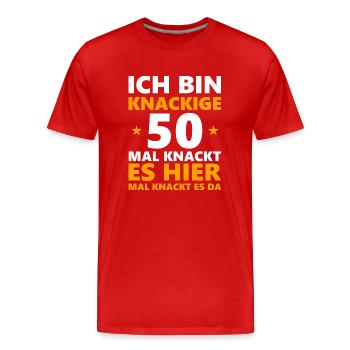 Knackige 50 - Männer Premium Bio T-Shirt - Rot - Vorne - Damien (186cm)
