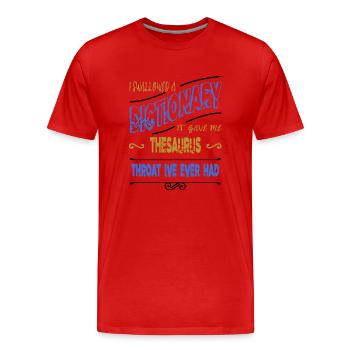 editer copywriter article birthday present idea - Men's Premium Organic T-Shirt - red - Front - Damien (186cm)