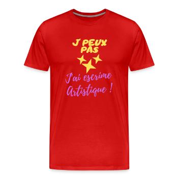 j peux pas j ai escrime artistique - T-shirt bio Premium Homme - rouge - Devant - Damien (186cm)