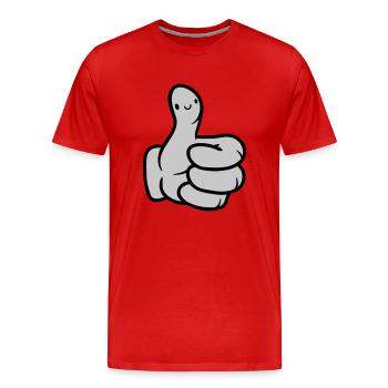 Visage Comic Main Pouce - T-shirt bio Premium Homme - rouge - Devant - Damien (186cm)
