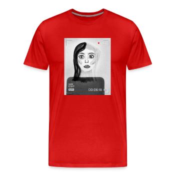 Femme au regard étonné - T-shirt bio Premium Homme - rouge - Devant - Damien (186cm)