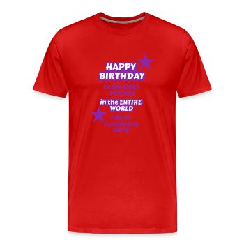 J’aime les vêtements / Joyeux anniversaire - T-shirt bio Premium Homme - rouge - Devant - Damien (186cm)