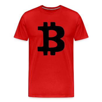 Bitcoin Crypto Currency Virtual Life Vector - Men's Premium Organic T-Shirt - red - Front - Damien (186cm)