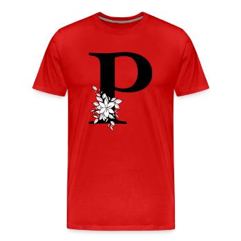 Buchstabe P - Männer Premium Bio T-Shirt - Rot - Vorne - Damien (186cm)