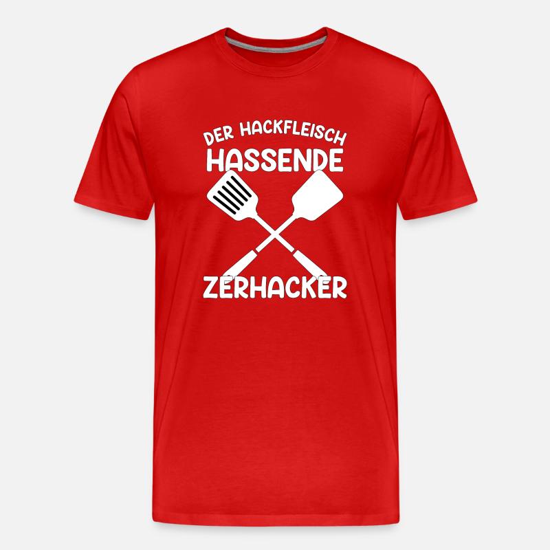 Der Hackfleischhassende Zerhacker grillen Geschenk - Männer Premium Bio T-Shirt - Rot