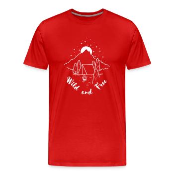 Wild Free - Männer Premium Bio T-Shirt - Rot - Vorne - Damien (186cm)