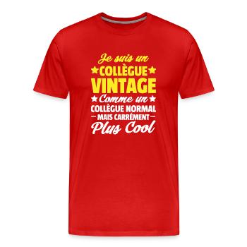 je suis un collègue vintage / humour collègue - T-shirt bio Premium Homme - rouge - Devant - Damien (186cm)
