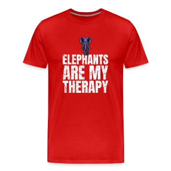 Les éléphants sont mon ami animal éléphant de thérapie - T-shirt bio Premium Homme - rouge - Devant - Damien (186cm)